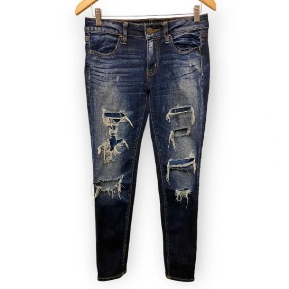 American Eagle 2 Short Jeggings Distressed Patched Vintage Collection Jeans - Picture 1 of 12
